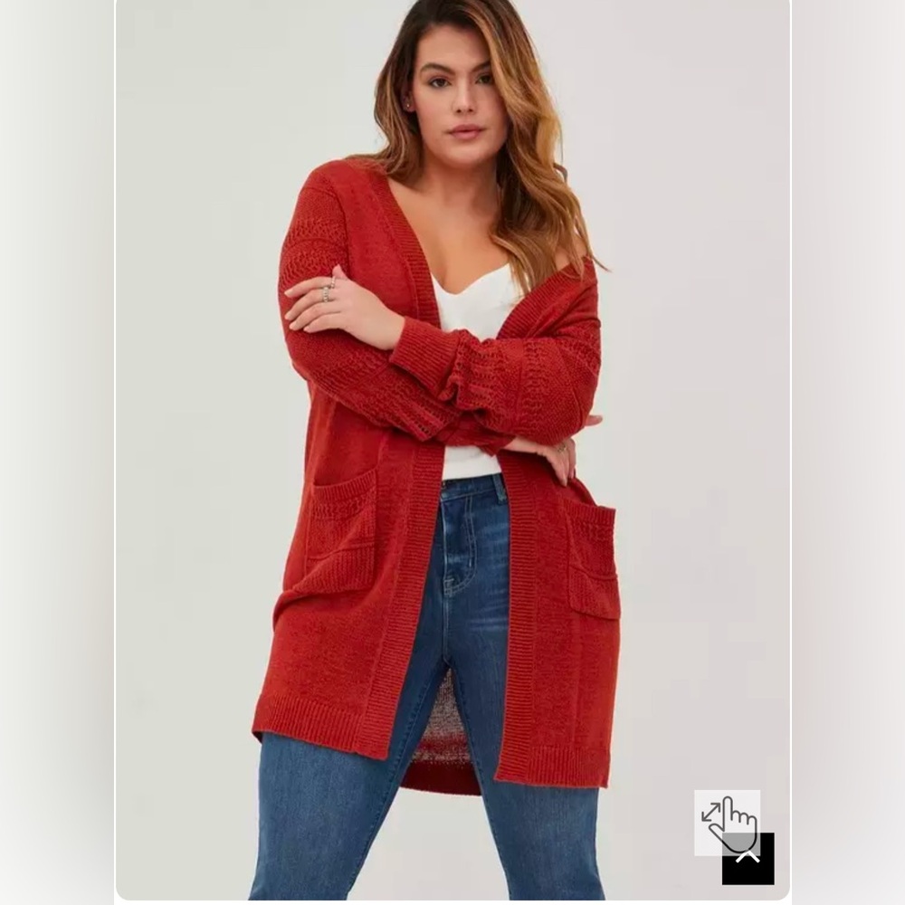 Torrid Duster Open‎ Front Stitch Detail Sweater size 4X